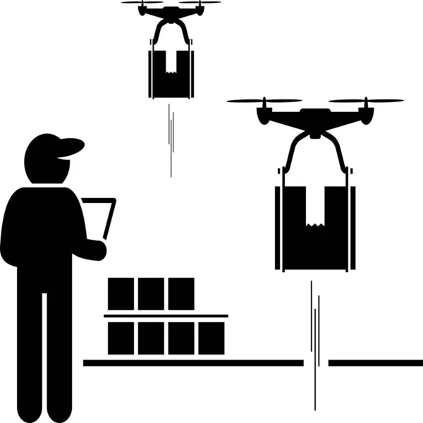 Kirimkan Ikon Drone Pengiriman - Stok Vektor