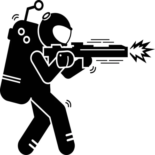 Gun Trooper Attack Icon — Stock Vector