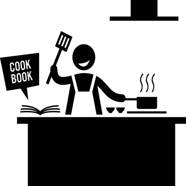 Libro Cocina Cocina Icono Estilo Sólido — Vector de stock
