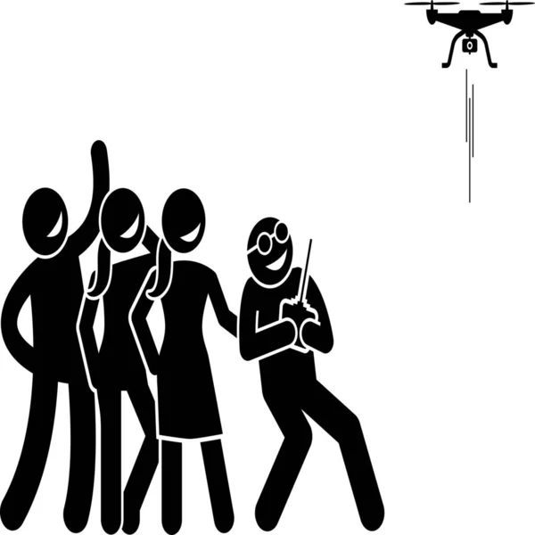 Drone Amigos Divertido Icono — Archivo Imágenes Vectoriales