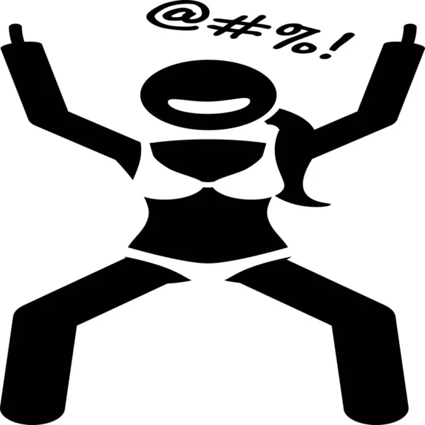 Fuck Girl Middle Finger Icon Solid Style Stock Vector