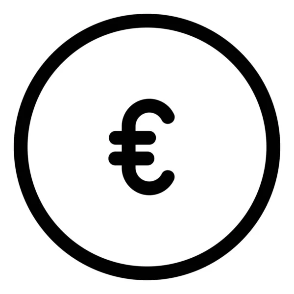 Pièce Euro Finance Icône Dans Style Solide — Image vectorielle