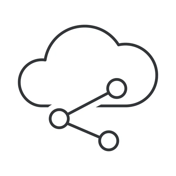 Cloud Communicatie Delen Pictogram Contouren Stijl — Stockvector
