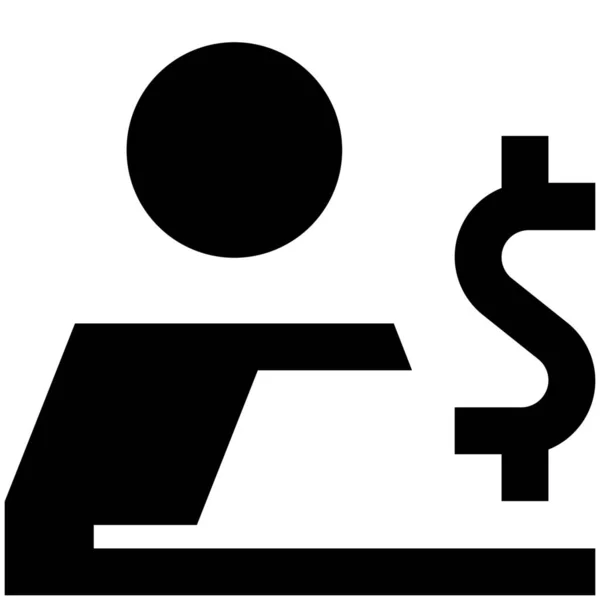 Icono Del Dólar Comercial Bancario Estilo Sólido — Vector de stock