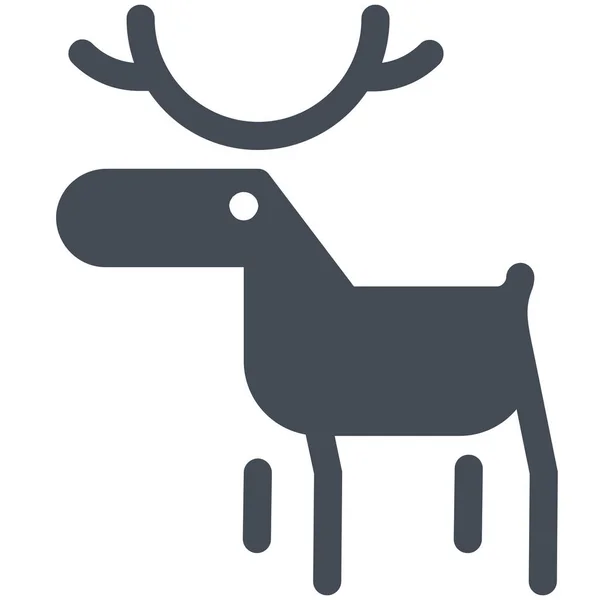 Icône Vacances Cerf Noël Dans Style Contour Rempli — Image vectorielle