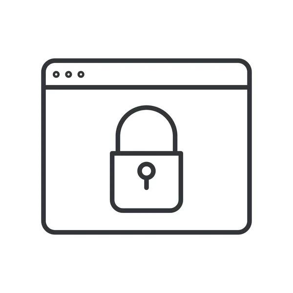 Lock Security Browser Icon Outline Style — Stock Vector