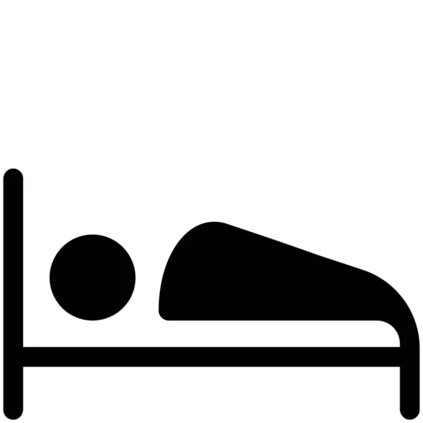 Cama Hotel Durmiendo Icono — Vector de stock