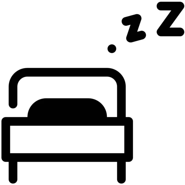 舒适风格的公寓床酒店图标 — 图库矢量图片