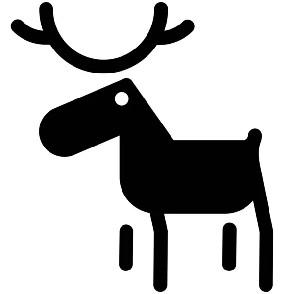 Christmas Deer Holiday Icon Solid Style — Stock Vector