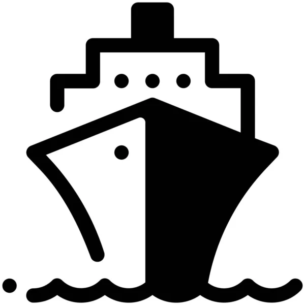 Cruise Ferry Lijnvaartpictogram Solid Stijl — Stockvector