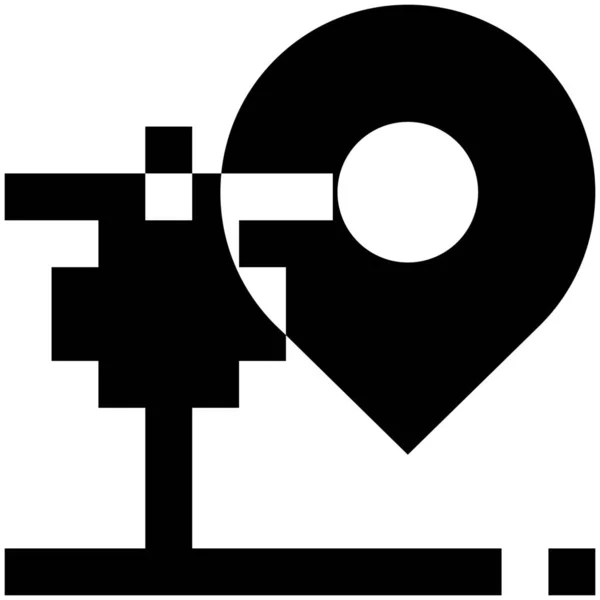 Bike Location Map Icon Solid Style — Stock Vector