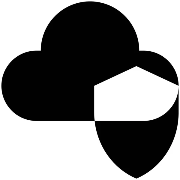 Cloud Defense Network Icon Solid Style — Stock Vector