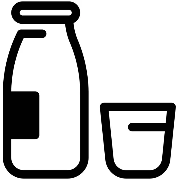 Botol Minum Ikon Kaca Dalam Gaya Padat - Stok Vektor