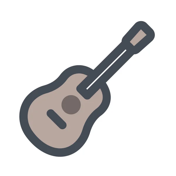 Randonnée Country Guitare Icône Dans Style Contour Rempli — Image vectorielle