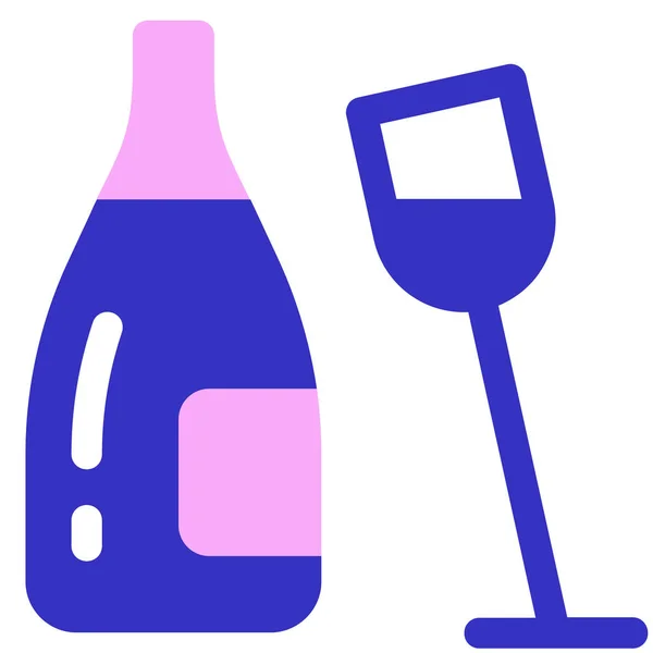 Alkohol Champagner Drink Ikone Der Kategorie Liebe Romantik — Stockvektor
