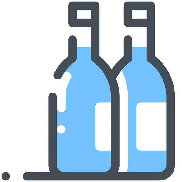 啤酒瓶酒瓶图标充装轮廓风格 — 图库矢量图片