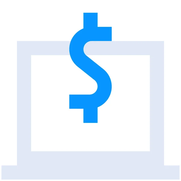Ikona Laptopa Finanse Dolar Stylu Płaskim — Wektor stockowy