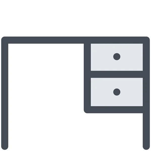 Icône Table Intérieure Meubles Dans Style Contour Rempli — Image vectorielle