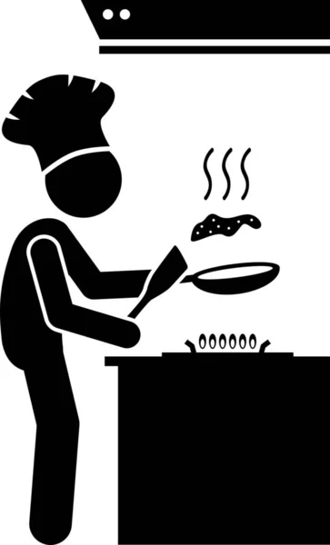 Chef Cocinero Icono Cocina Estilo Sólido — Vector de stock