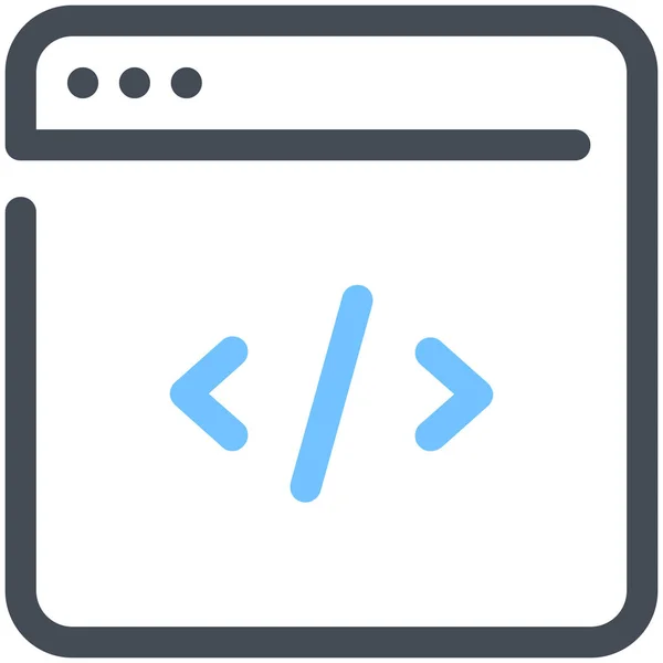 Ikona Kódování Kódu Prohlížeče Stylu Vyplněného Osnovy — Stockový vektor