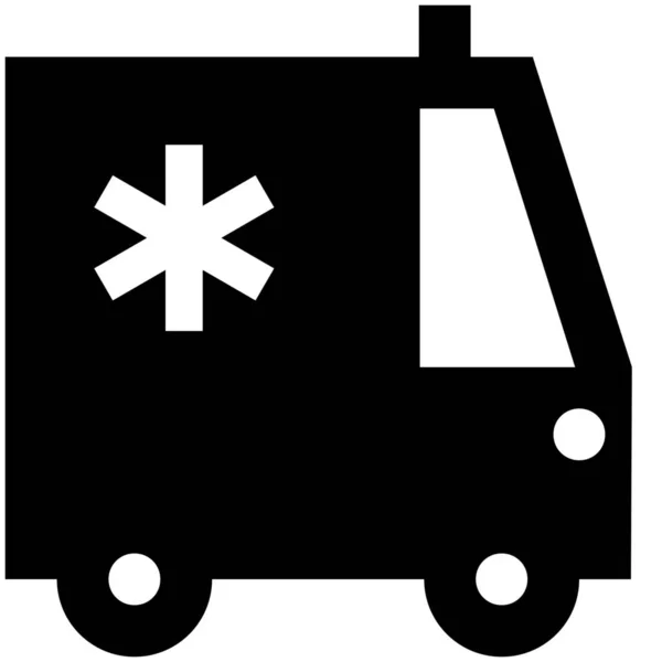 Icono Atención Coche Ambulancia Estilo Sólido — Vector de stock
