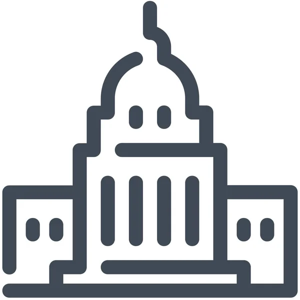 Capitol Governmental Landmark Icon Outline Style — Stock Vector