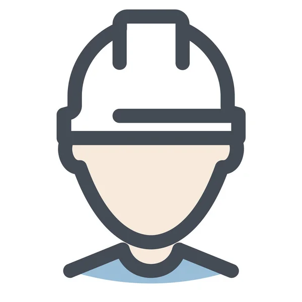 Builder Construction Avatar Icon Filled Outline Style — Stock Vector