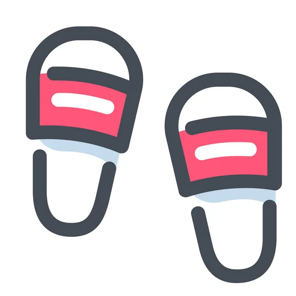 Beach Shoes Slippers Icon Filled Outline Style — Stock Vector