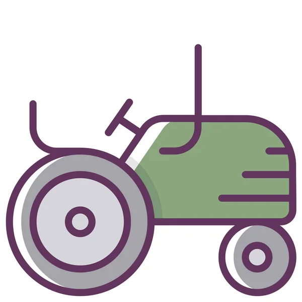 农耕拖拉机图标充填轮廓风格 — 图库矢量图片