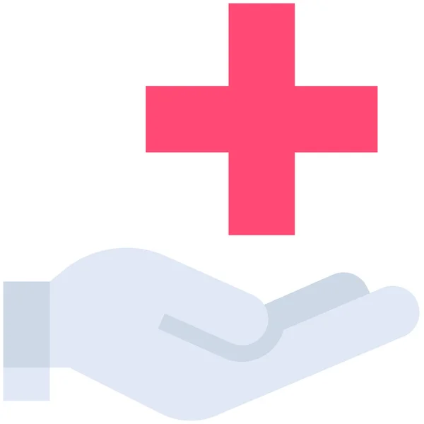 Pflege Hand Krankenhaus Ikone Flachen Stil — Stockvektor