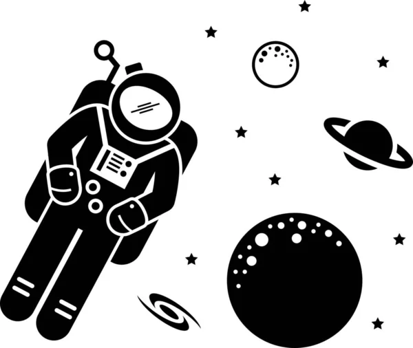 Gezegen Astronot Simgesini Keşfet — Stok Vektör