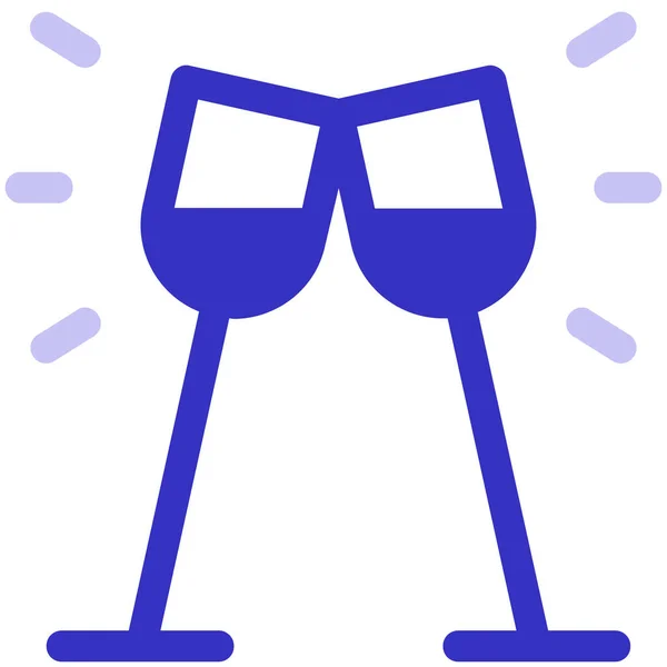 Celebration Champagne Glasses Icon Love Romance Category — Stock Vector