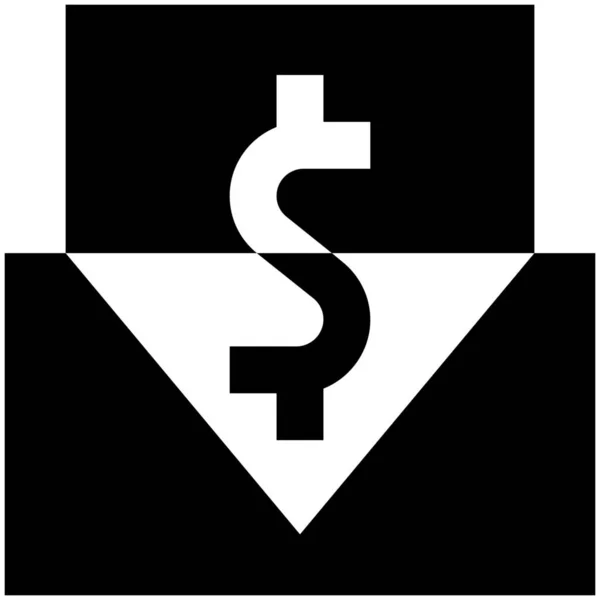 Cash Dollar Mail Pictogram Solid Stijl — Stockvector