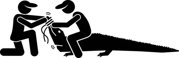 Ikona Przechwytywania Zwierząt Aligatora Stylu Stałym — Wektor stockowy