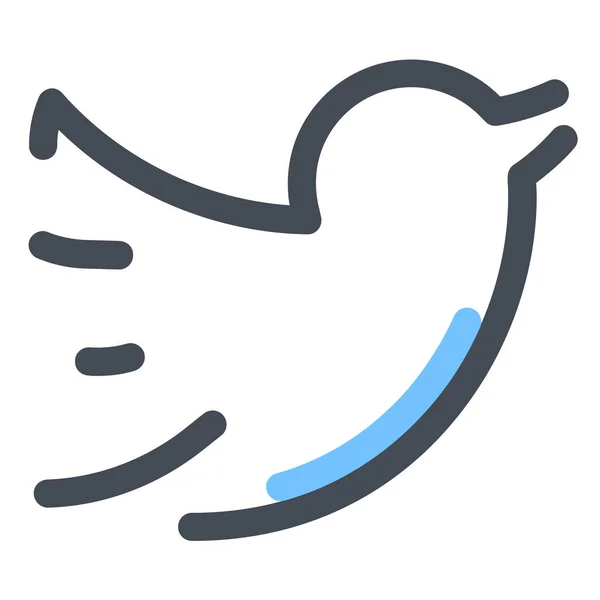 Bird Media Network Icon Estilo Contorno Rellenado — Vector de stock