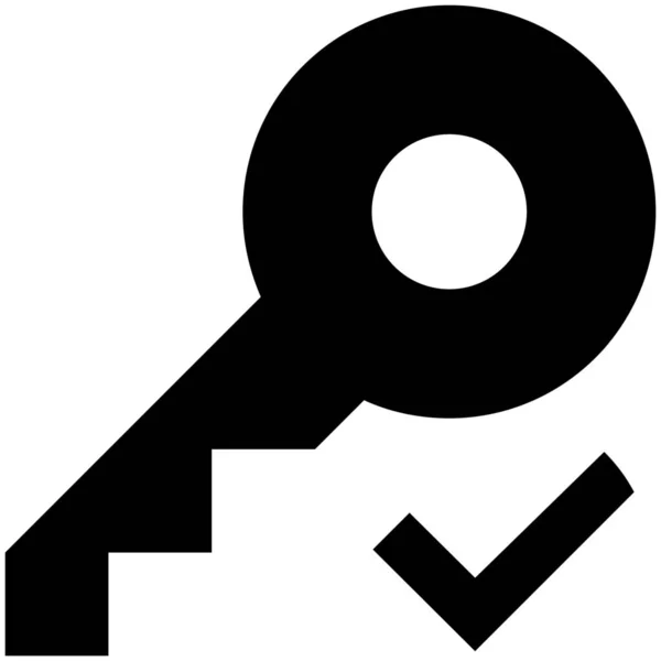 Goedkeuren Gedaan Key Icon Solid Stijl — Stockvector