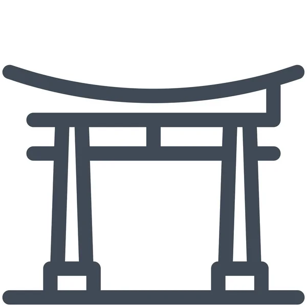 Monument Japonais Icône Monde Dans Style Outline — Image vectorielle