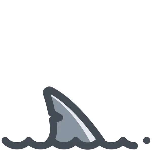 Animal Marino Icono Peligro Estilo Contorno Lleno — Vector de stock