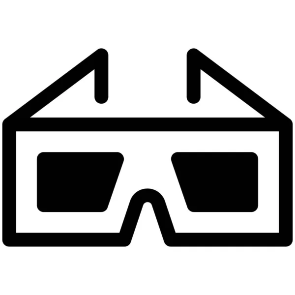 ソリッドスタイルの3Dメガネ映画撮影アイコン — ストックベクタ