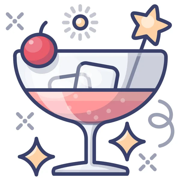 Cocktail Icône Fête Dans Style Contour Rempli — Image vectorielle