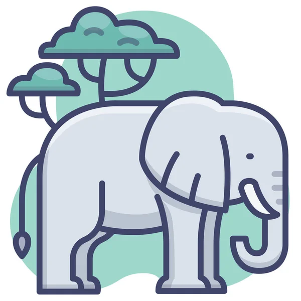 Tier Elefant Wilde Ikone — Stockvektor