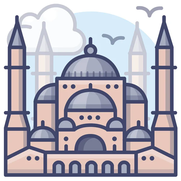 Hagia Istanbul Sophic Icon Filled Outline Style — стоковый вектор