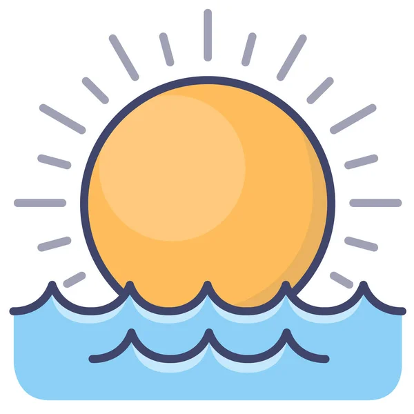 Océan Mer Soleil Icône — Image vectorielle