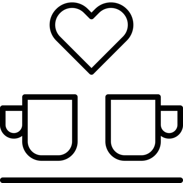Coffee Cups Favorite Icon Outline Style — Stock Vector