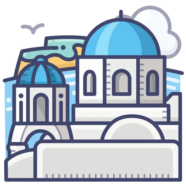 Aegean Santorini Icon ในสไตล บรรท — ภาพเวกเตอร์สต็อก