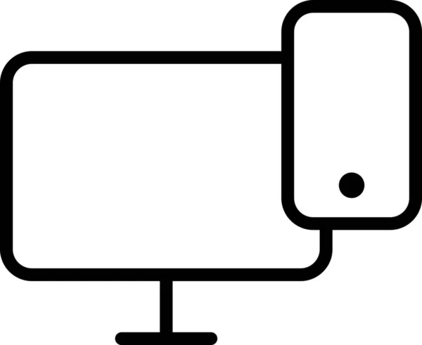Digitální Ikona Desktopových Zařízení Stylu Osnovy — Stockový vektor