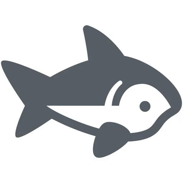 Attack Fish Ocean Icon Solid Style — Stock Vector