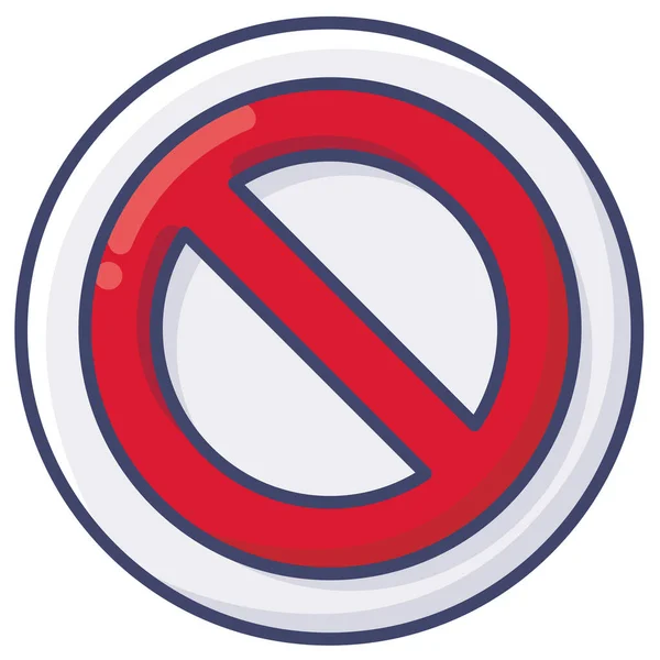 Bloque Icono Signo Prohibido Estilo Contorno Lleno — Vector de stock