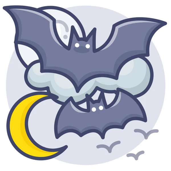 Bat Halloween Horror Ikona Stylu Wypełnione Zarys — Wektor stockowy