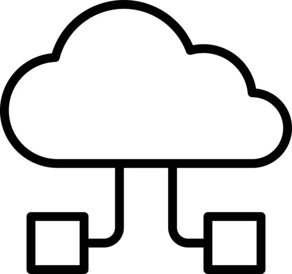 Ikona Połączeń Chmurze Obliczeniowej Stylu Outline — Wektor stockowy